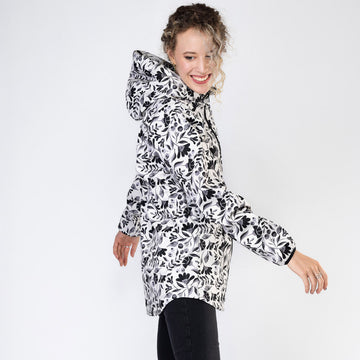 Fekete-fehér botanika softshell kabát