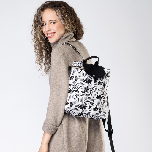 [RBN_btnc_lb_ngr] Rucsac urban botanic alb-negru